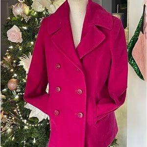 Tommy Hilfiger fuschia double breasted wool peacoat